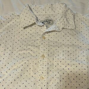 American Eagle White Geometric Pattern Lightweight Slim-Fit Stretch Men Med